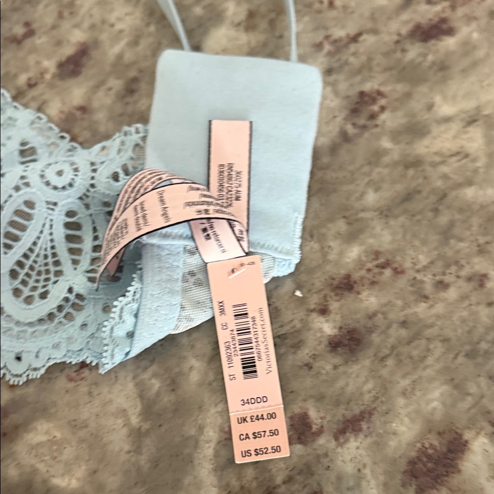 NWT’s Victoria’s Secret 34DDD Dream Angels light Blue Lace-Trim Push-Up Bra - Picture 3 of 6
